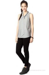 People Casual Sleeveless Solid Women's Top